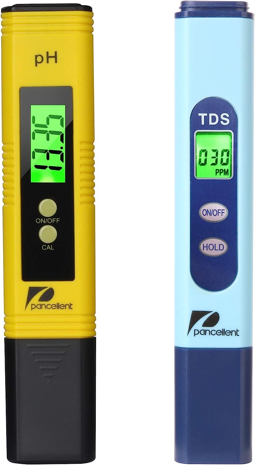 Wasserqualitätstest Meter TDS PH 2 in 1 Set 0-9990 PPM Messbereich 1 PPM Auflösung 2% Ablesegenauigkeit (Gelb)