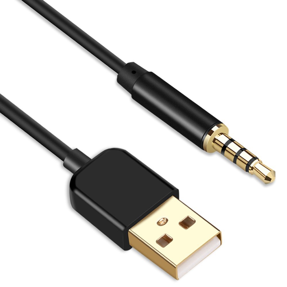 3,5 mm Klinke/Stecker auf USB Datenkabel für MP3 / MP4 PC Computer, schwarz 