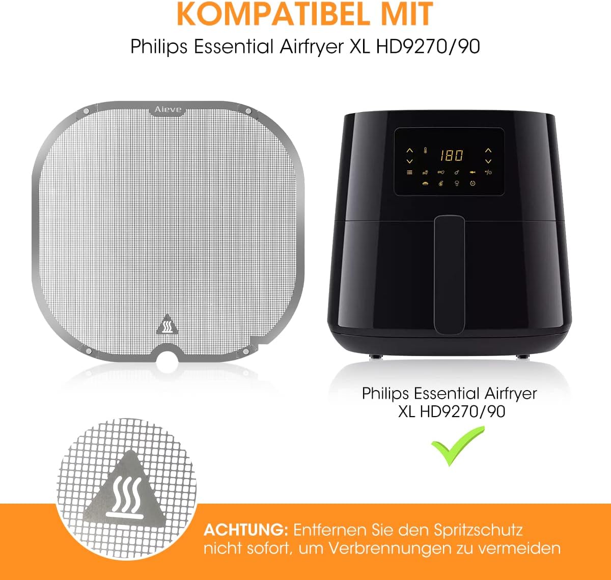 Fettspritzschutz kompatibel mit Philips Essential Airfryer XL - 6.2L(HD9270/90)(HD9280/90)