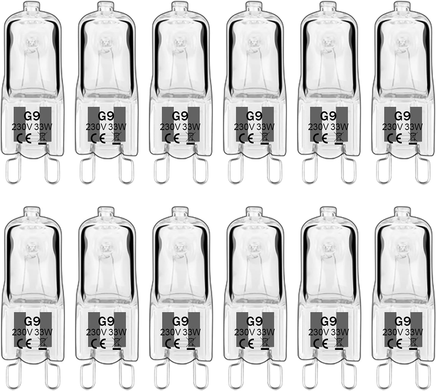 G9 Halogenlampen, 230V 33W 380lm 12 Stück